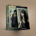 Grunge Goddess Tarot tuck box standing next to the Ace of Wands card