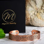 Magnetic Mobility Claddagh Ireland Copper Magnetic Bracelet – internal view – six integrated neodymium magnets on the inner band.