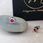 Magnetic Mobility Birthstone Magnetic Stud Earrings – detail view – stainless steel post and integrated neodymium magnet.