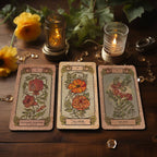 Dark Synevyr Botanica Oculta Tarot Deck 80 Cards - tarot deck card photographed beside a cup and flowers