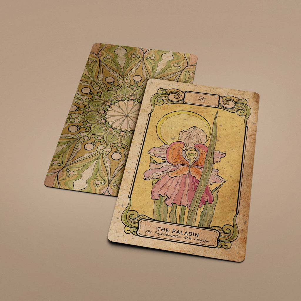 Dark Synevyr Botanica Oculta Tarot Deck 80 Cards - tarot card close-up with botanical illustration THE PALADIN