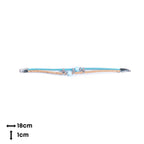 Meninas Bonitas Cork Colourful Ceramic Bead Handmade Bracelet 18x1cm – detail – light blue cork bracelet featuring two light blue marbled ceramic beads, unfastened and presented in its full length, displaying dimensions of 18cm length and 1cm width.