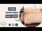 Meninas Bonitas Cork Patchwork Crossbody Bag 21x15x8cm – video – demonstrate quality, features, and the interior using a reference model.