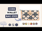 Meninas Bonitas Cork "Travel Impressions" Slim Wallet 17x9cm – video overview - interior – open view showing eight card slots, credit cards, and cash compartments.
